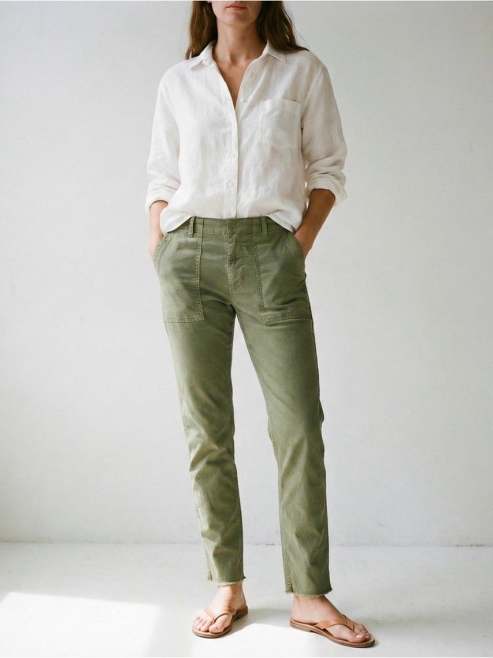 Nili Lotan Utility Olive Green Utility Pants, Sz 6
